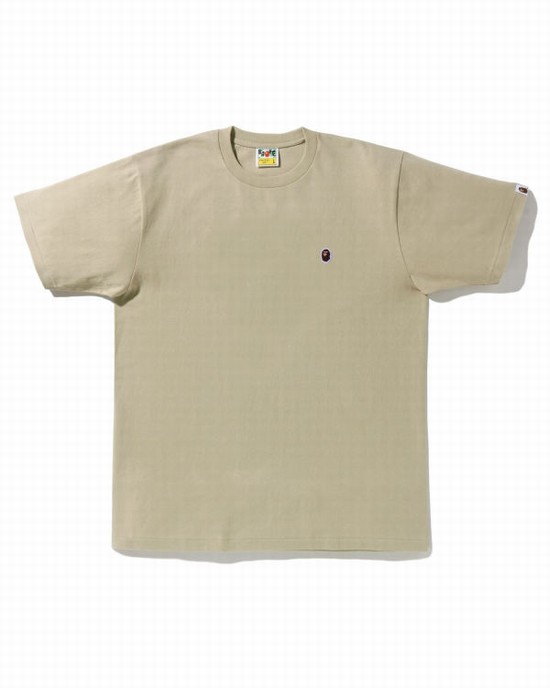 Bape Ape Head One Point Tricko Panske Béžové | SK-6720
