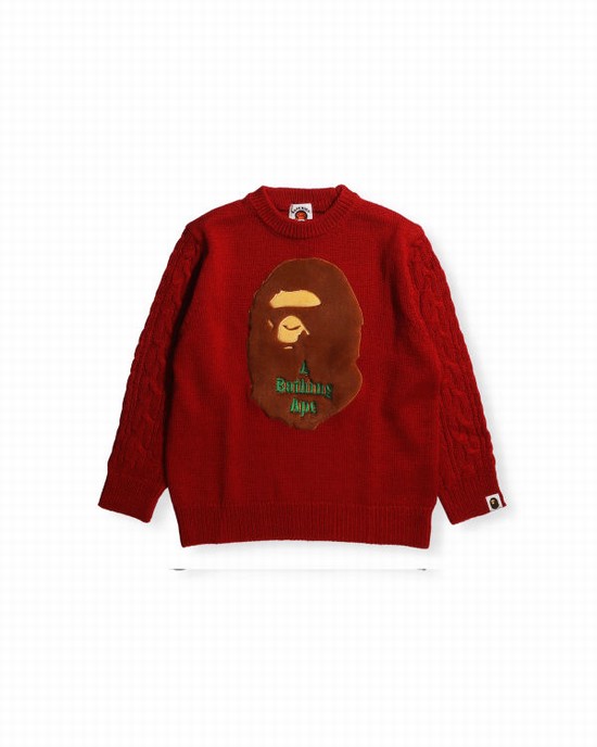 Bape Ape Head Patch Pleteniny Detske Svetlo Červené | SK-5319