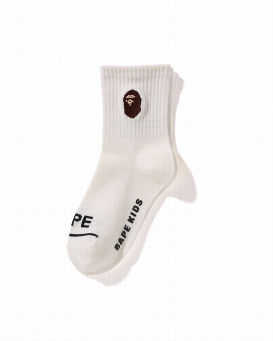 Bape Ape Head Rebrovaný Ponozky Detske Biele | SK-7913