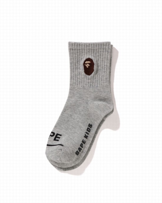 Bape Ape Head Rebrovaný Ponozky Detske Siva | SK-4376