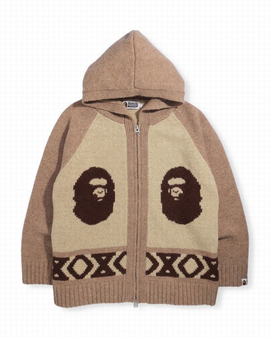 Bape Ape Head Zip Pleteniny Panske Hnede | SK-7854
