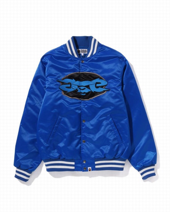 Bape Ape Relaxed Fit Nylon Varsity Bundy Panske Modre | SK-8093