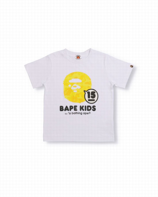 Bape BK15th Anniversary ABC Camo Ape Head Tricko Detske Biele | SK-3708