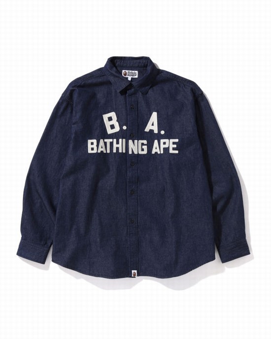 Bape B.A Loose Fit Denim Kosele Panske Modre | SK-2814