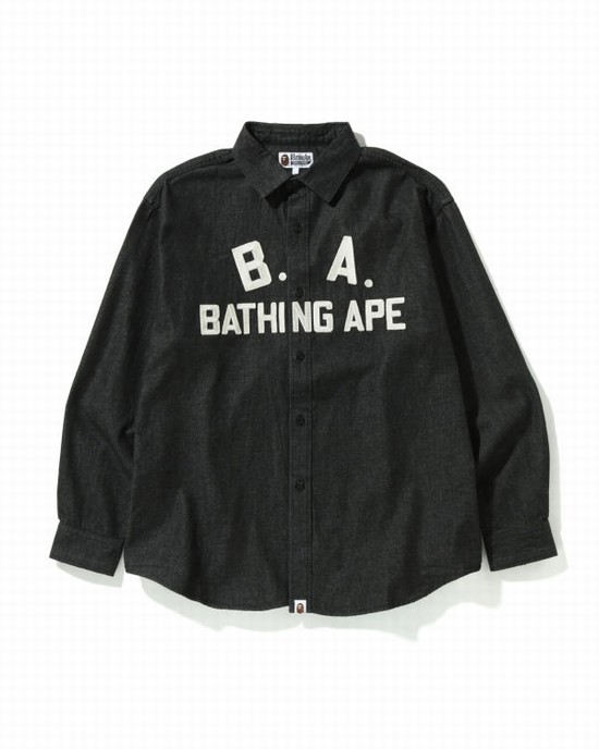Bape B.A Loose Fit Denim Kosele Panske Čierne | SK-0859