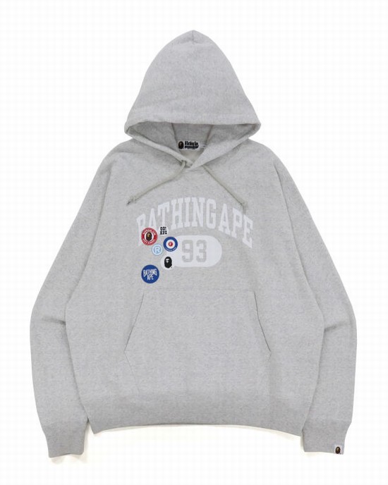 Bape Badge Motif Loose Fit Pullover Mikiny S Kapucňou Panske Siva | SK-1609