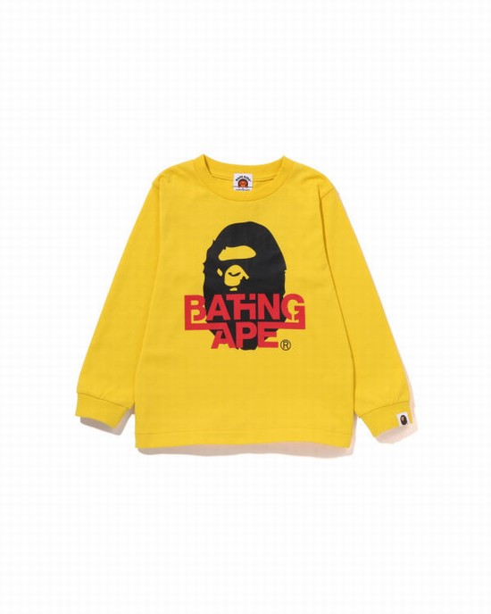 Bape Bathing Ape Ape Head L/S Tricko Detske Žlté | SK-9468