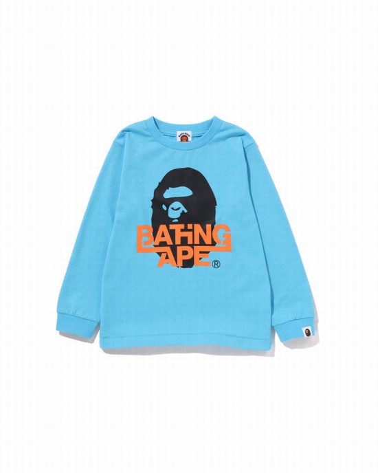 Bape Bathing Ape Ape Head L/S Tricko Detske Modre | SK-9536