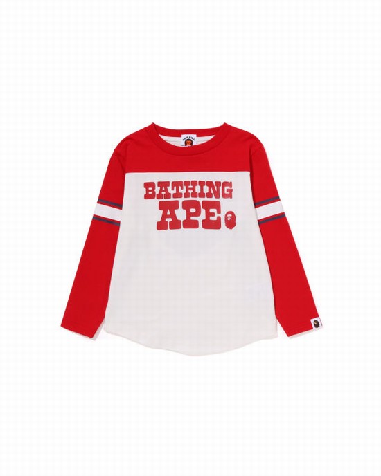 Bape Bathing Ape Football L/S Tricko Detske Biele | SK-2083