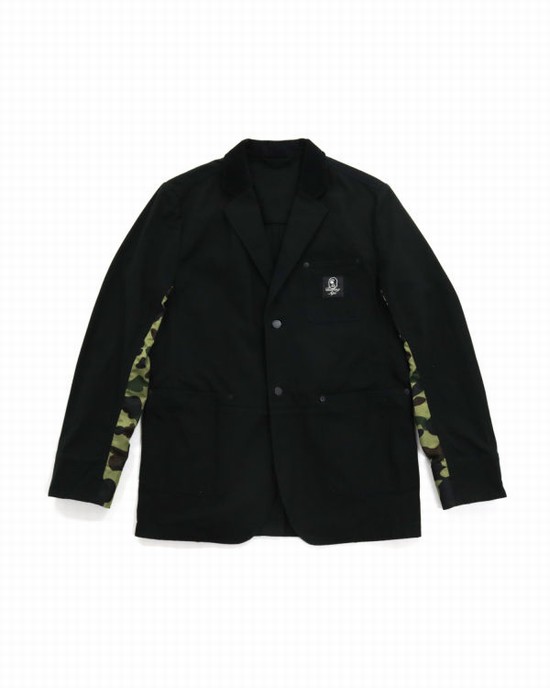 Bape Bavlnene Duck Tailored Bundy Panske Čierne | SK-2107