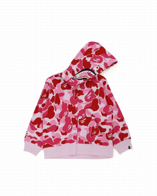 Bape Big ABC Camo Shark Zip Mikiny S Kapucňou Detske Ruzove | SK-2543