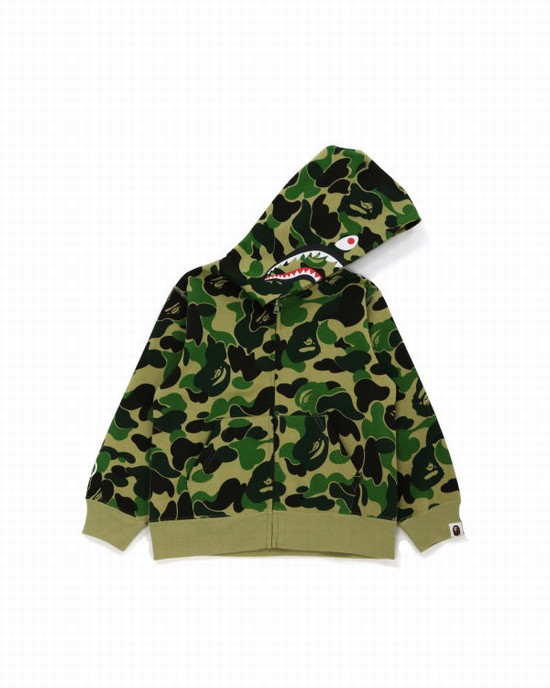 Bape Big ABC Camo Shark Zip Mikiny S Kapucňou Detske Zelene | SK-6479