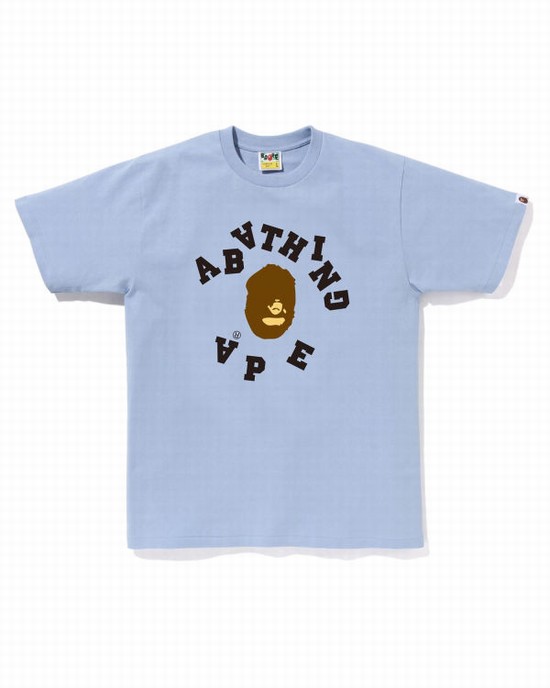 Bape Broken College Tricko Panske Modre | SK-8713