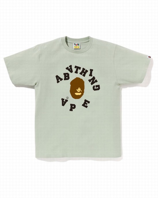 Bape Broken College Tricko Panske Svetlo Zelene | SK-0169