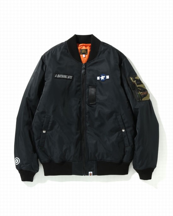 Bape Busy Shark Loose Fit MA-1 Kabáty Panske Čierne | SK-8926