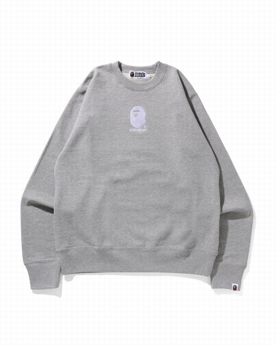 Bape By Bathing Ape Embroidery Mikiny Panske Siva | SK-0251
