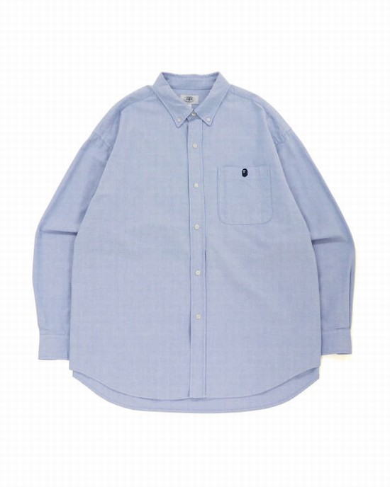 Bape Chambray Loose Fit Kosele Panske Modre | SK-7610