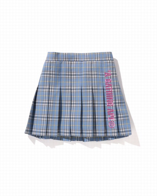 Bape Check Plisované Sukne Detske Modre | SK-8169