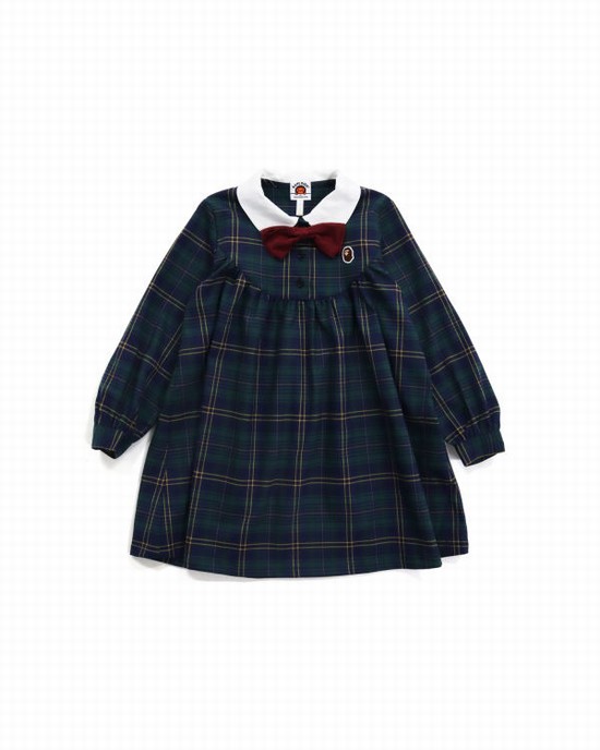Bape Check Ribbon Onepiece Saty Detske Tmavo Zelene | SK-9437