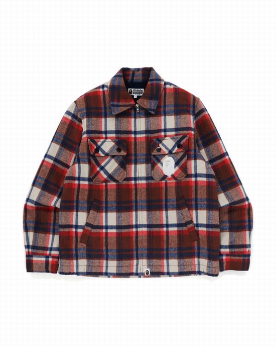 Bape Check Zip CPO Bundy Panske Svetlo Červené | SK-0216