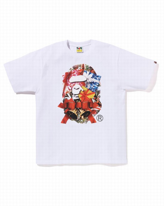 Bape Christmas Ape Head Tricko Panske Biele | SK-0625