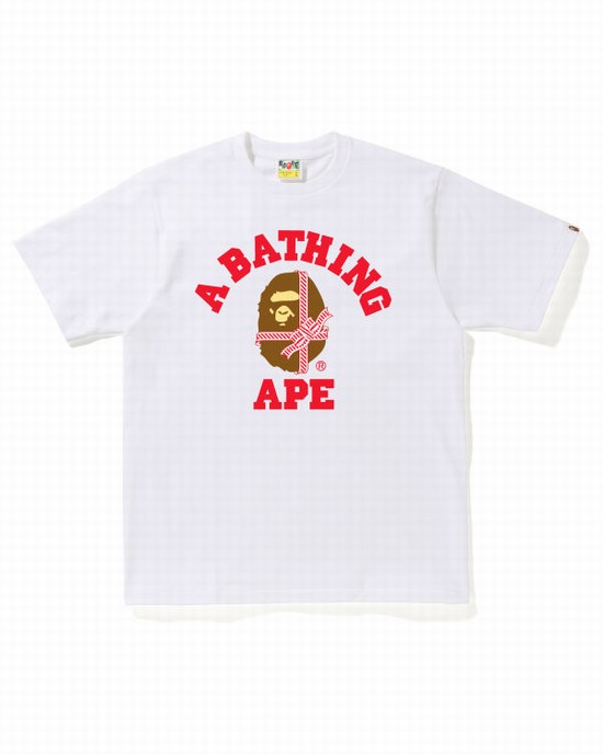 Bape Christmas College Tricko Panske Biele | SK-6201