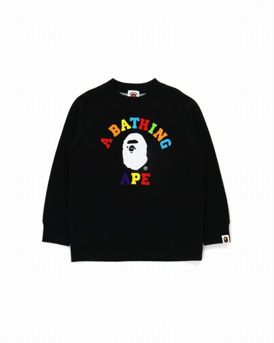 Bape College Applique Quilting Mikiny Detske Čierne | SK-7064