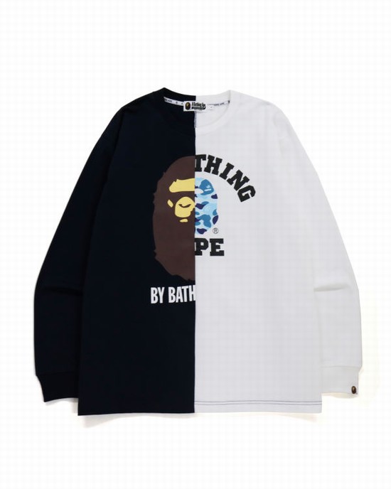 Bape College & By Bathing Relax Fit Tricko Panske Námornícka Modrá Modre | SK-2708