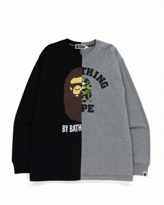 Bape College & By Bathing Relax Fit Tricko Panske Čierne | SK-4607