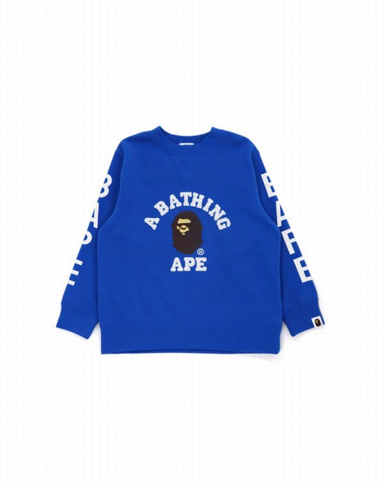 Bape College Crewneck Mikiny Detske Modre | SK-9276