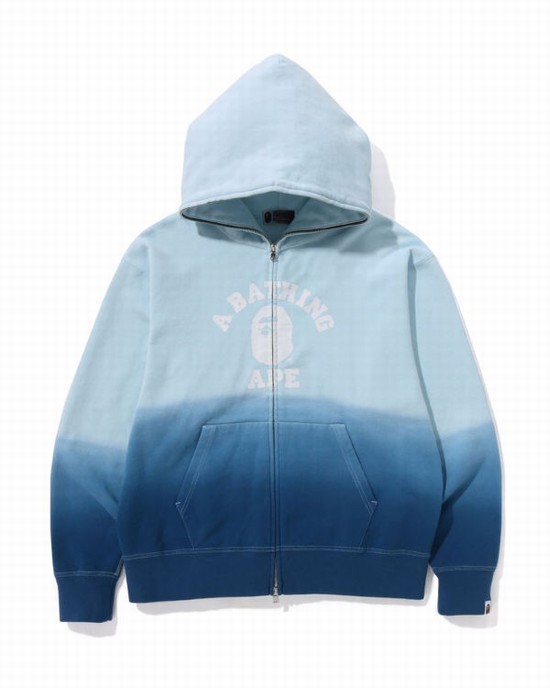 Bape College Gradation Relaxed Fit Full Zip Mikiny S Kapucňou Panske Modre | SK-8607
