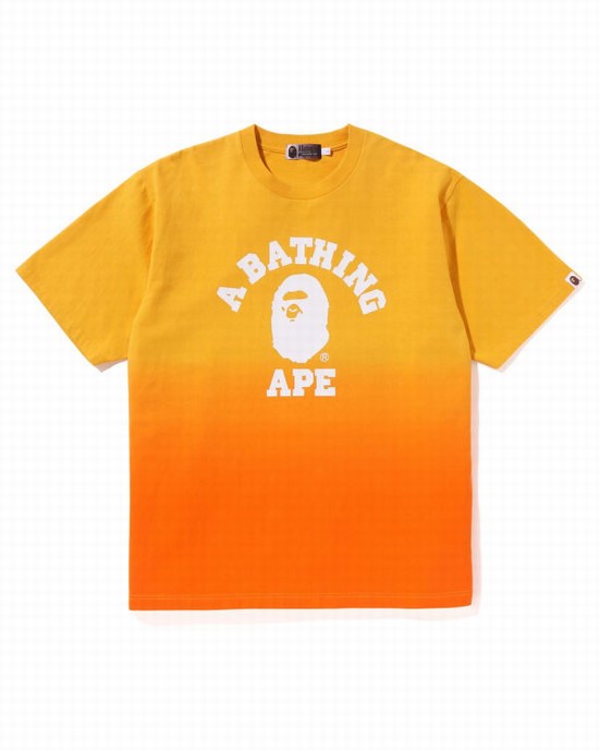 Bape College Gradation Relaxed Fit Tricko Panske Oranžové | SK-1234