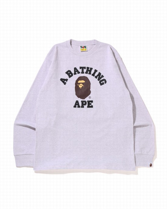 Bape College L/S Tricko Panske Siva | SK-5716