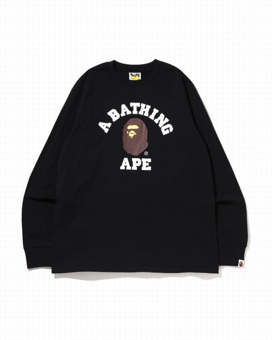 Bape College L/S Tricko Panske Čierne | SK-9516