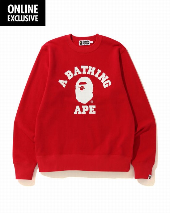 Bape College Mikiny Panske Svetlo Červené | SK-4135