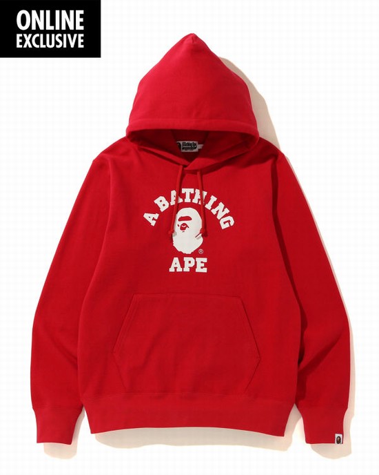 Bape College Mikiny S Kapucňou Panske Svetlo Červené | SK-8952