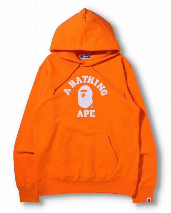 Bape College Pullover Mikiny S Kapucňou Panske Oranžové | SK-6092