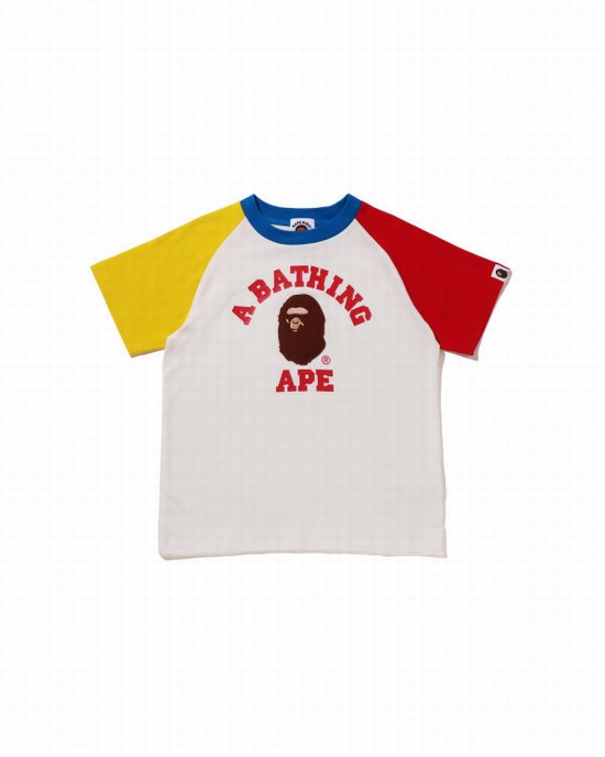 Bape College Raglan Tricko Detske Biele | SK-5264
