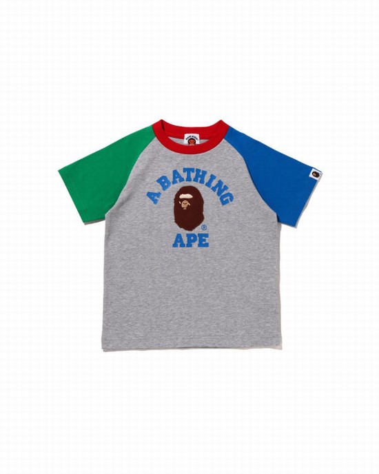 Bape College Raglan Tricko Detske Siva | SK-3492