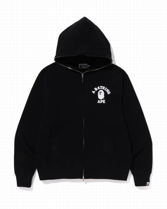 Bape College Relaxed Fit Full Zip Mikiny S Kapucňou Panske Čierne | SK-0265