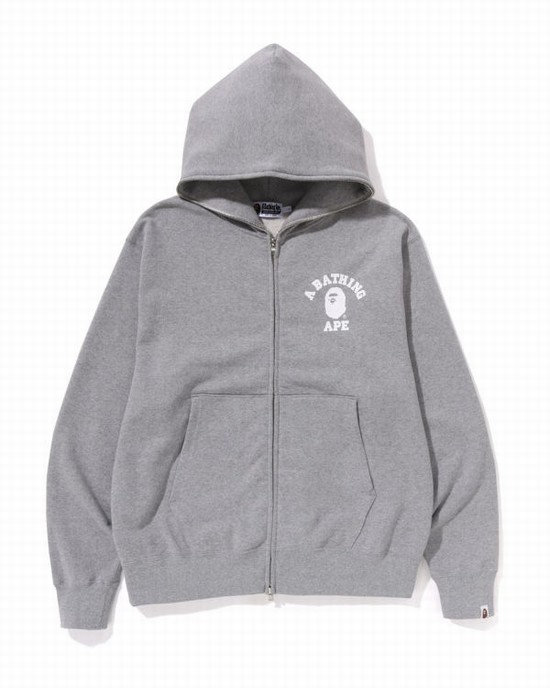 Bape College Relaxed Fit Full Zip Mikiny S Kapucňou Panske Siva | SK-0962