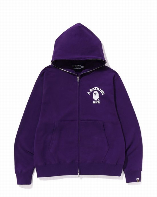 Bape College Relaxed Fit Full Zip Mikiny S Kapucňou Panske Nachový | SK-2351