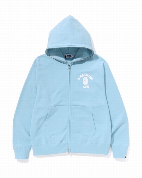 Bape College Relaxed Fit Full Zip Mikiny S Kapucňou Panske Svetlo Modre | SK-4861