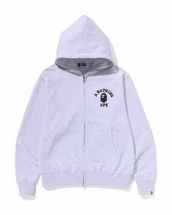 Bape College Relaxed Fit Full Zip Mikiny S Kapucňou Panske Svetlo Siva | SK-5460