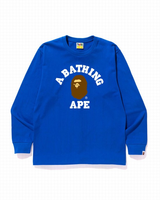 Bape College Tricko Panske Kráľovská Modrá Modre | SK-5182