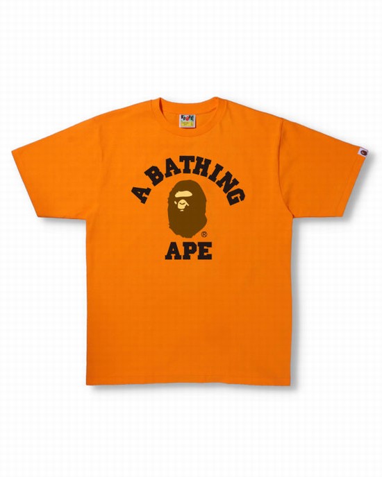 Bape College Tricko Panske Oranžové | SK-3861