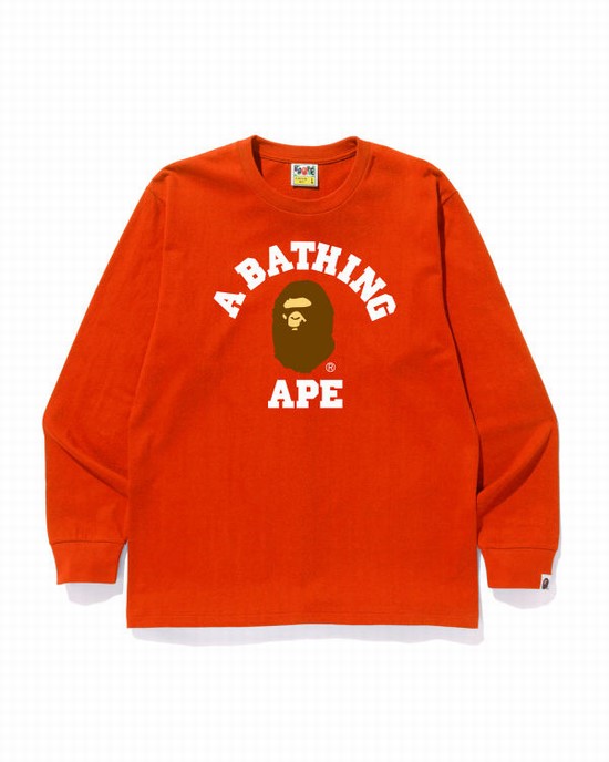Bape College Tricko Panske Oranžové | SK-4983