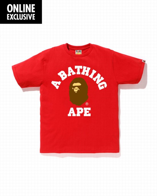 Bape College Tricko Panske Svetlo Červené | SK-0374