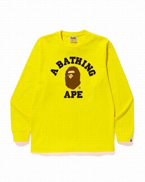 Bape College Tricko Panske Žlté | SK-8631