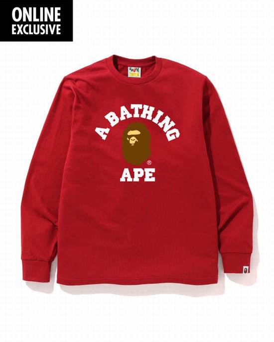 Bape College logo Tricko Panske Svetlo Červené | SK-0891